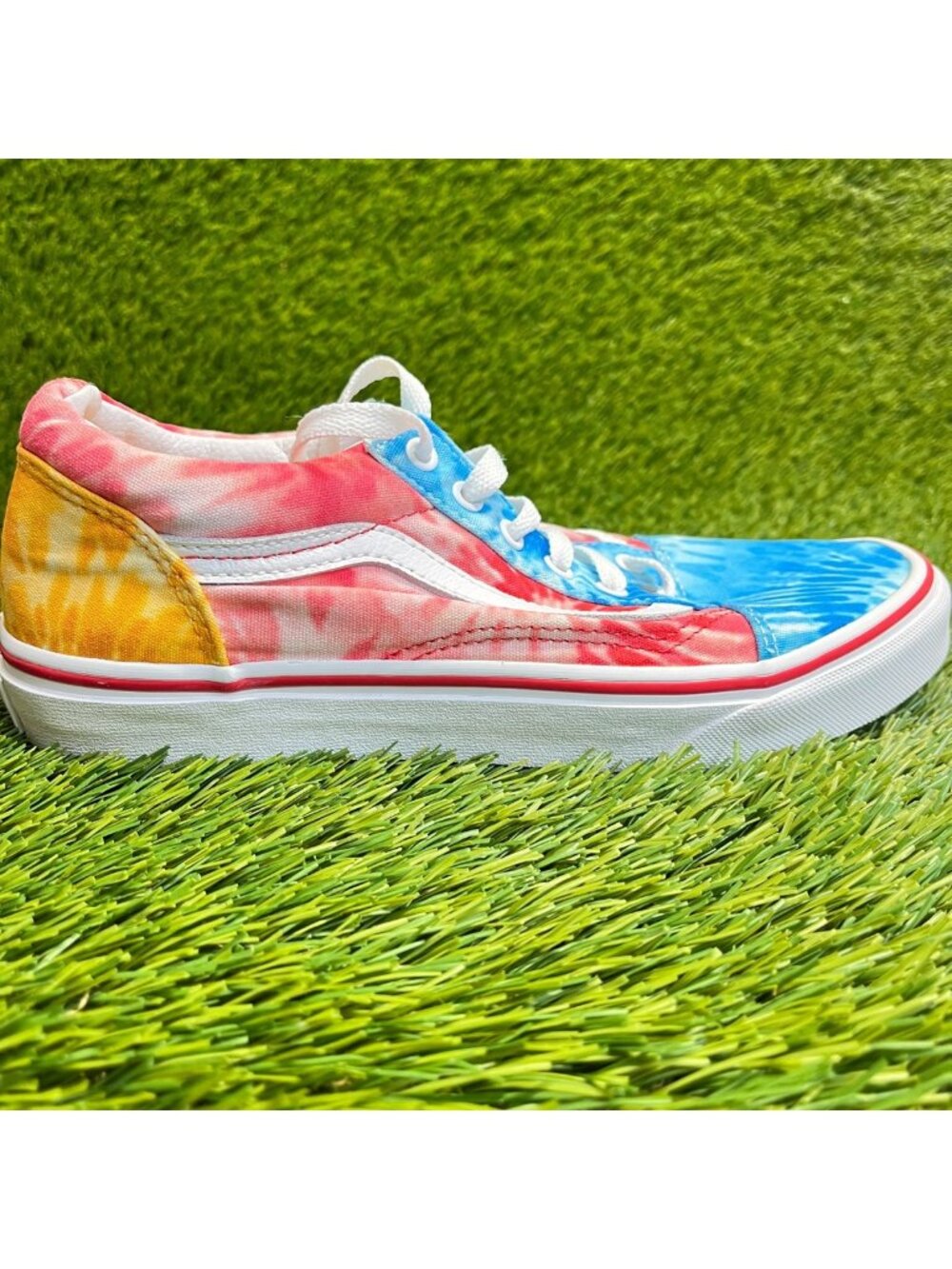 Vans Old Skool Tie-Dye Boys Sizeβ 6Y Blue Red Athletic Skateboard Shoes Sneakers
